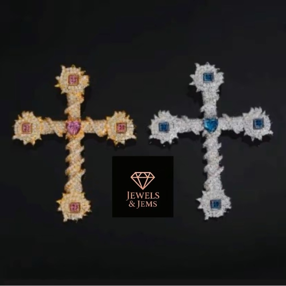 Gold and Silver Moissanite cross
